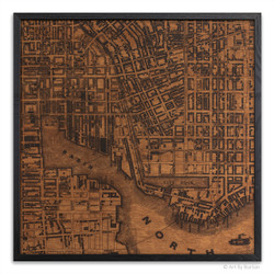 Baltimore city map on wood