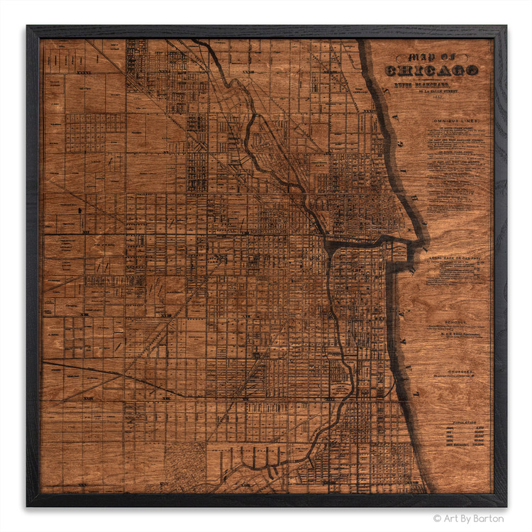 Chicago silkscreen map on wood
