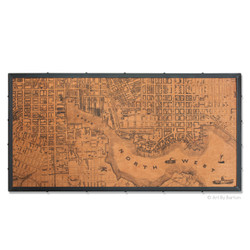 Large Baltimore map on wood