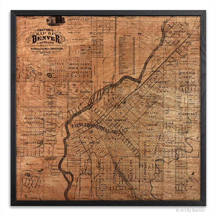Denver Map - Silkscreen Print on Wood
