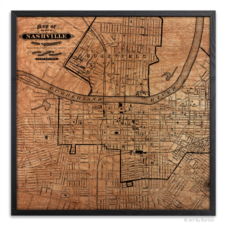 Nashville Map - Silkscreen Print on Wood