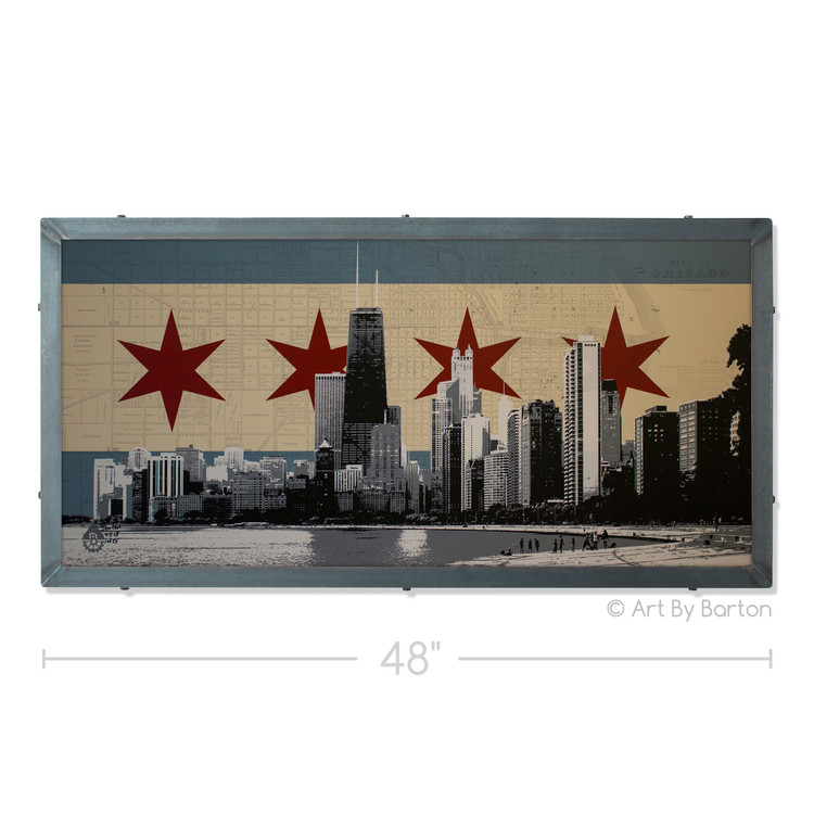 Chicago Flag Skyline Silk Screen Print