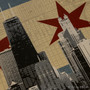 Chicago Flag Skyline Silk Screen Print Detail