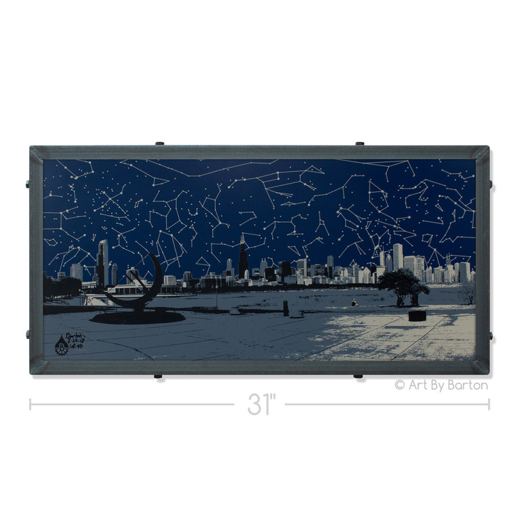 Chicago Skyline From Adler Planetarium Silk Screen Print