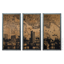 Art By Barton Baltimore Map Triptych