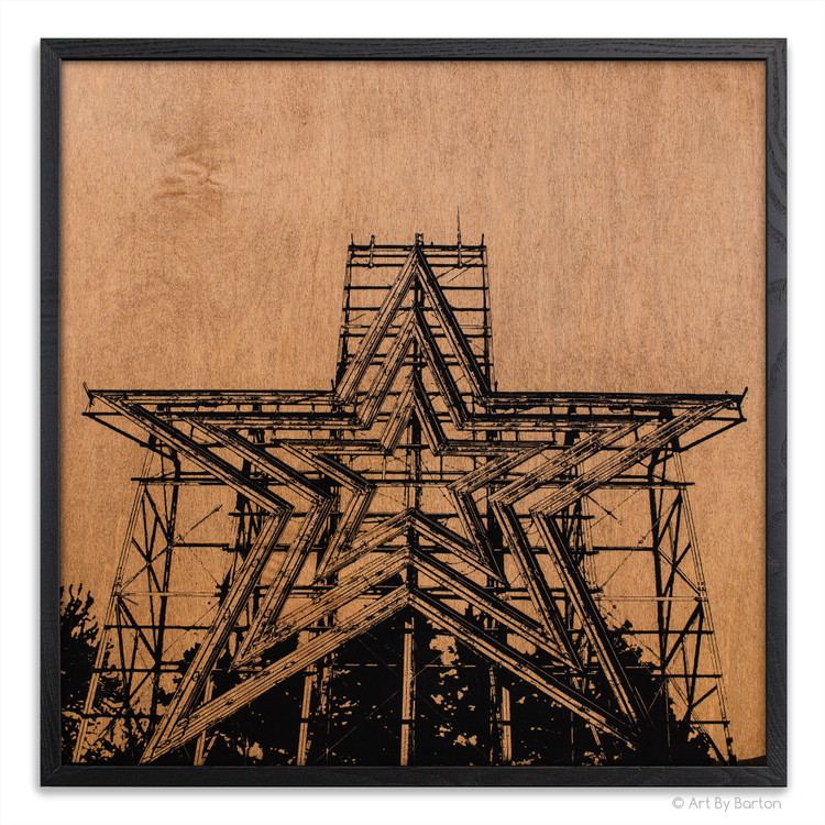 Roanoke Star Print on Wood