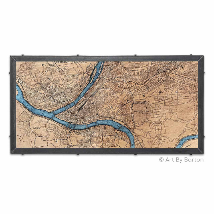 Two color historical Pittsburgh map
