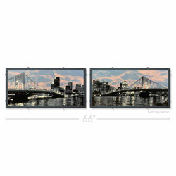 Pittsburgh Art FREE SHIP Screenprint - City of Bridges, Diptych Prints buy 1 & 2 Pit