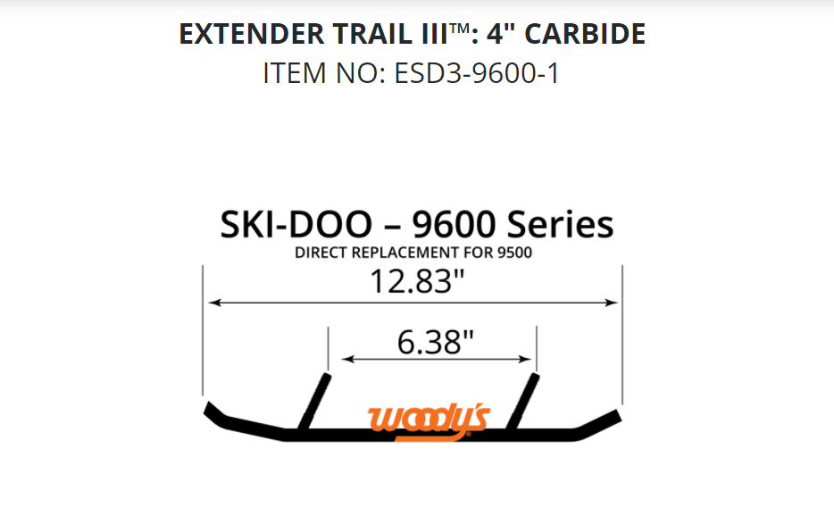 ESD3-6175 RUNNERS 46120011 Woodys Extender Trail III 4 in Carbide Wear Rods 