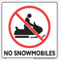 WHITE PLASTIC SIGN 12" - NO SNOWMOBILES (328 NSB WP)