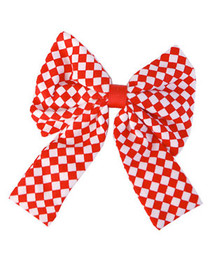 Big Red With White Check Bow Hairclip