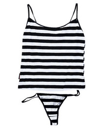 Black and White Stripe Thong Set