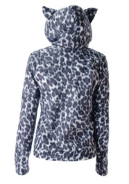 Fur Grey Leopard Kitty Hood