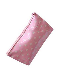 Make Up Bag/Purse Pink with White Hearts
