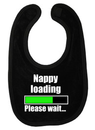 Nappy Loading Please Wait Black Bib