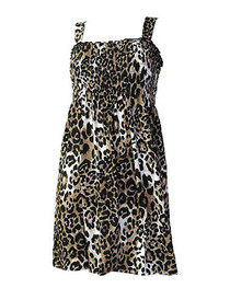 Natural Leopard Large Print Smock Dress