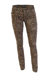 Natural Leopard Small Print Low Rise Skinny Jeans