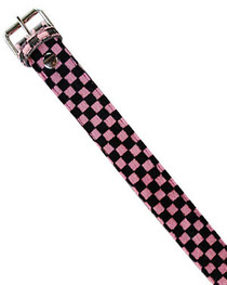 Pink Checkerboard Fur Belt 38mm