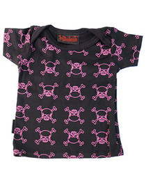 Pink Outline Skull Black Baby T Shirt