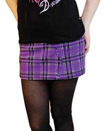 Purple Tartan Denim Mini Skirt
