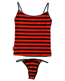 Red Stripe Thong Set