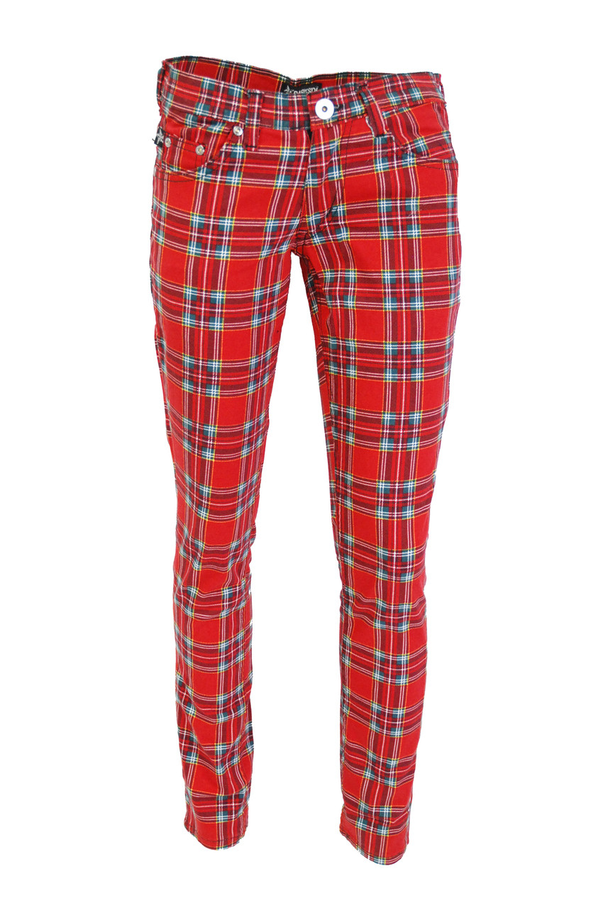 Red plaid deals skinny jeans