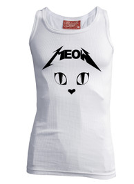 Metal Meow White Beater Vest