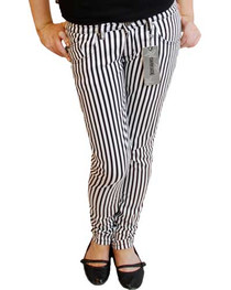 Black And White Stripe Low Rise Skinny Jeans