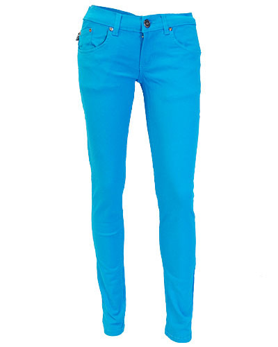 bright blue skinny jeans