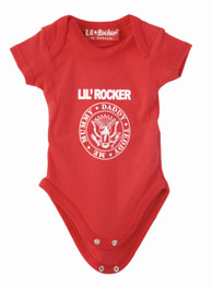 Red Lil Rocker Baby Grow (White Print)
