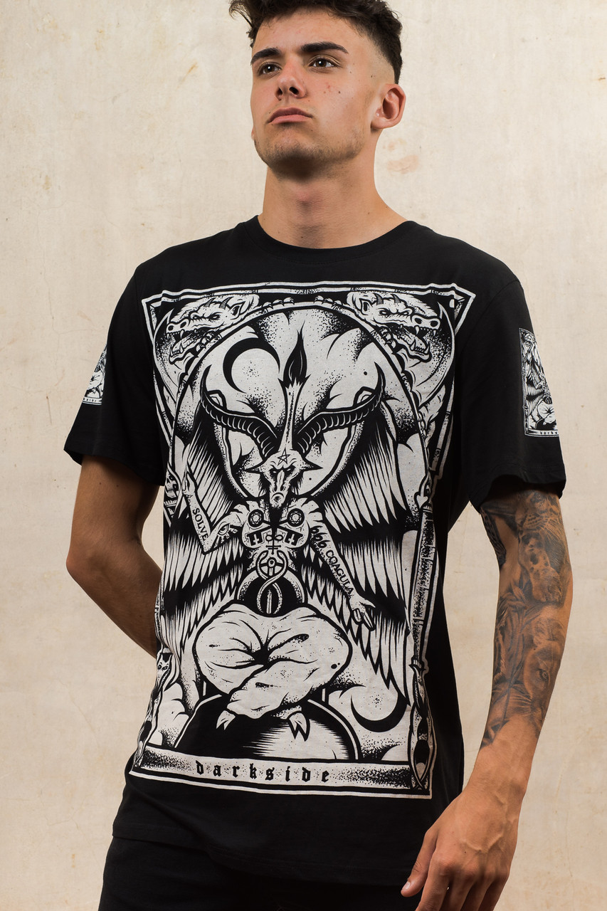 Over print SATAN ARM ZIP SHIRTS（Satanic Hoodie, Black