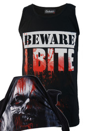 Beware I Bite Black Cotton Vest