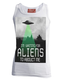 Im Waiting For Aliens To Abduct Me White Beater Vest