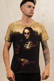 Mona Lisa Skeleton Mens T Shirt