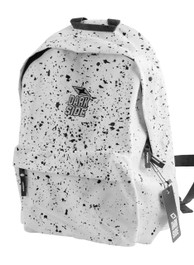 White with Black Splatter Backpack