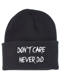Dont Care Never Did Embroidered Slogan Beanie Hat