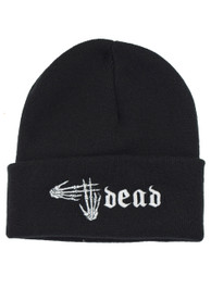 # Dead Skeleton Hand Hashtag Embroidered Beanie Hat