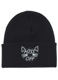 Hiss Off Embroidered Beanie Hat