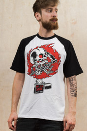 Zippo Skull Mens Raglan Baseball T Shirt