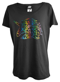 Mystical Unicorn Womens Foil Print Scoop Neck T Shirt