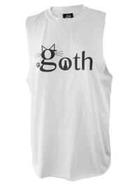 Goth Cat Womens White Cut Off Vest