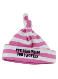Stripey Been Inside Baby Beanie Hat Pink and White