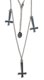 Triple Inverted Cross Silver Necklace