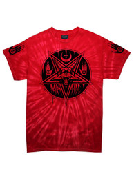 Pentagram Baphomet Red Tie Dye T Shirt