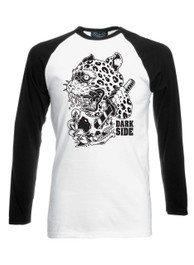 Leopard Black White Long Sleeve Raglan T Shirt