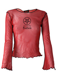 Protected by Satan Mens Red Fishnet Mesh Top