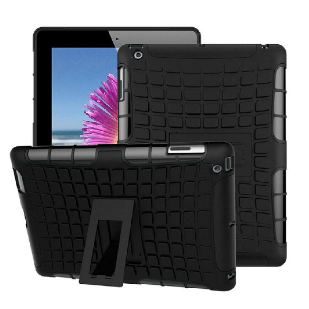 Black iPad 2017 Heavy Duty Hybrid Kickstand Protective Cover Cases