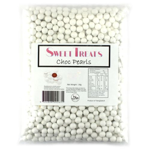 Choc Pearls White candy coated chocolate balls 1kg Confectionery World