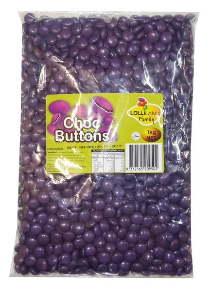 Choc Buttons purple 1kg | Confectionery World