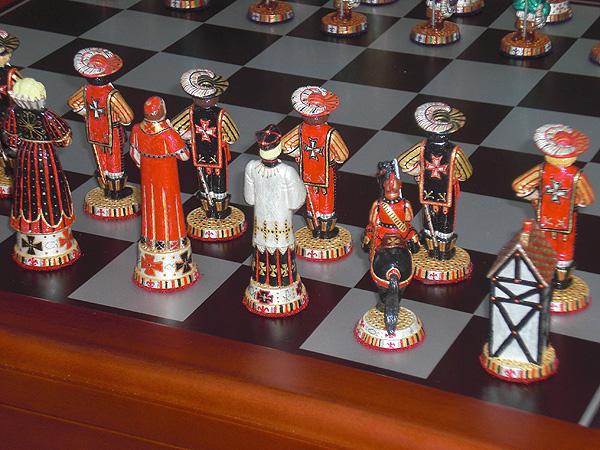 The Three Musketeers Chess set painted by J. Lubinski